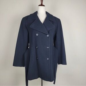 Jason Kole Coat Womens Small Black Wool Belted Winter Collared Double Breasted
